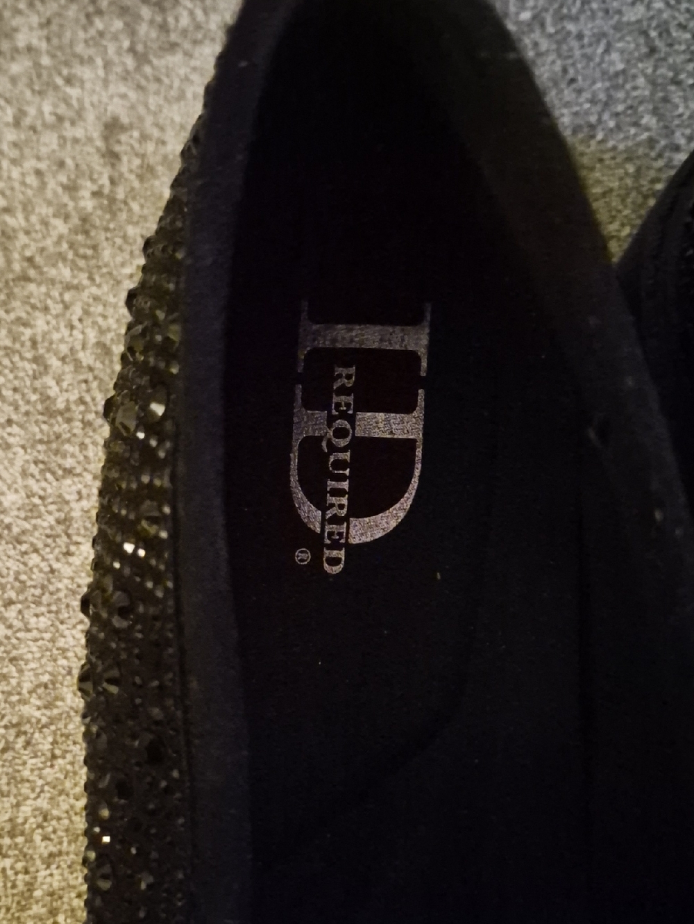 ID Required Black Crystal Embellished Flats